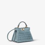 FENDI Peekaboo ISeeU Petite Mercury blue interlaced leather bag - Image 4